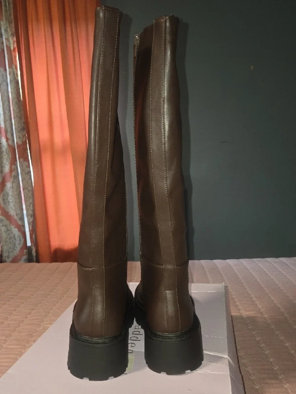 Madden Girl Brown Over-the-Knee Lug Sole Boots